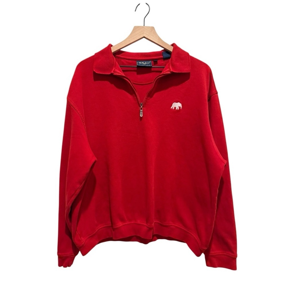 Bobby Jones Players Red 1/4 Zip Sweatshirt XL Alabama Crimson Tide Elephant Golf